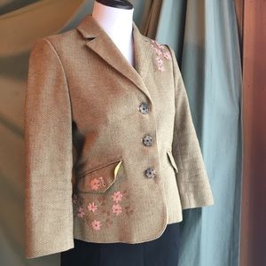 AE 🦅 Tweed Blazer w/ Embroidered Flowers